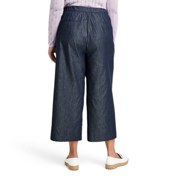 NEW Wide Leg Scallop Edge Pocket Cropped Pants Kika Vargas x Target Indigo - 0 - Picture 3 of 6